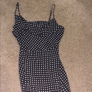 Silky Navy Blue Star Patterned Maxi Dress